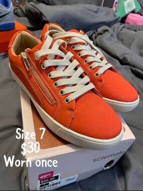 Women’s Orange Casual Zip-Detail Sneakers